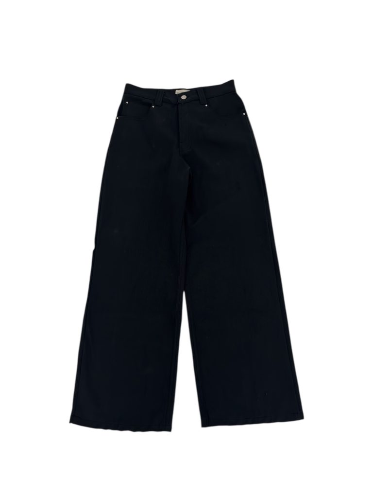 Ease Jet Black wide-leg denim laid flat