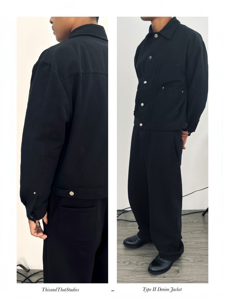 Type II Black jacket, collar and pocket detail